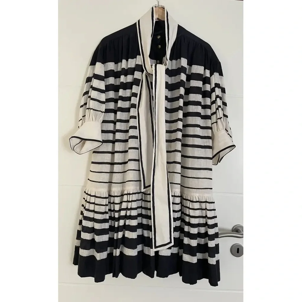 Zimmermann Black and White Striped Mini Dress - Picture 4 of 5